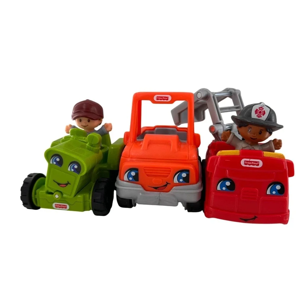 Little People Fisher Price Construction Firefighter Vehicle‎ Set 5 Piece Tractor